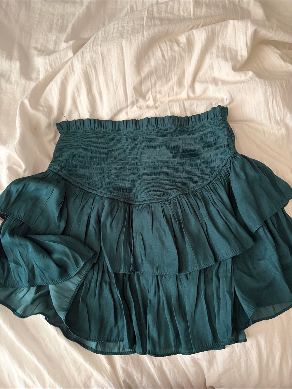 Teal Tiered Ruffle Mini Skirt - Women